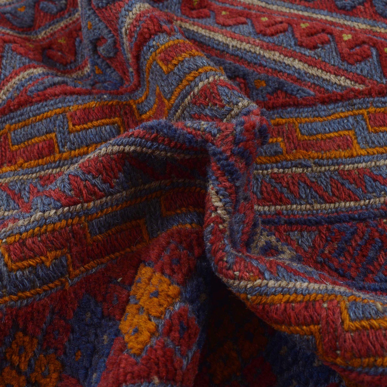 Mashwani Runner Rug Handmade Deep Red Geometric 6x9 ft