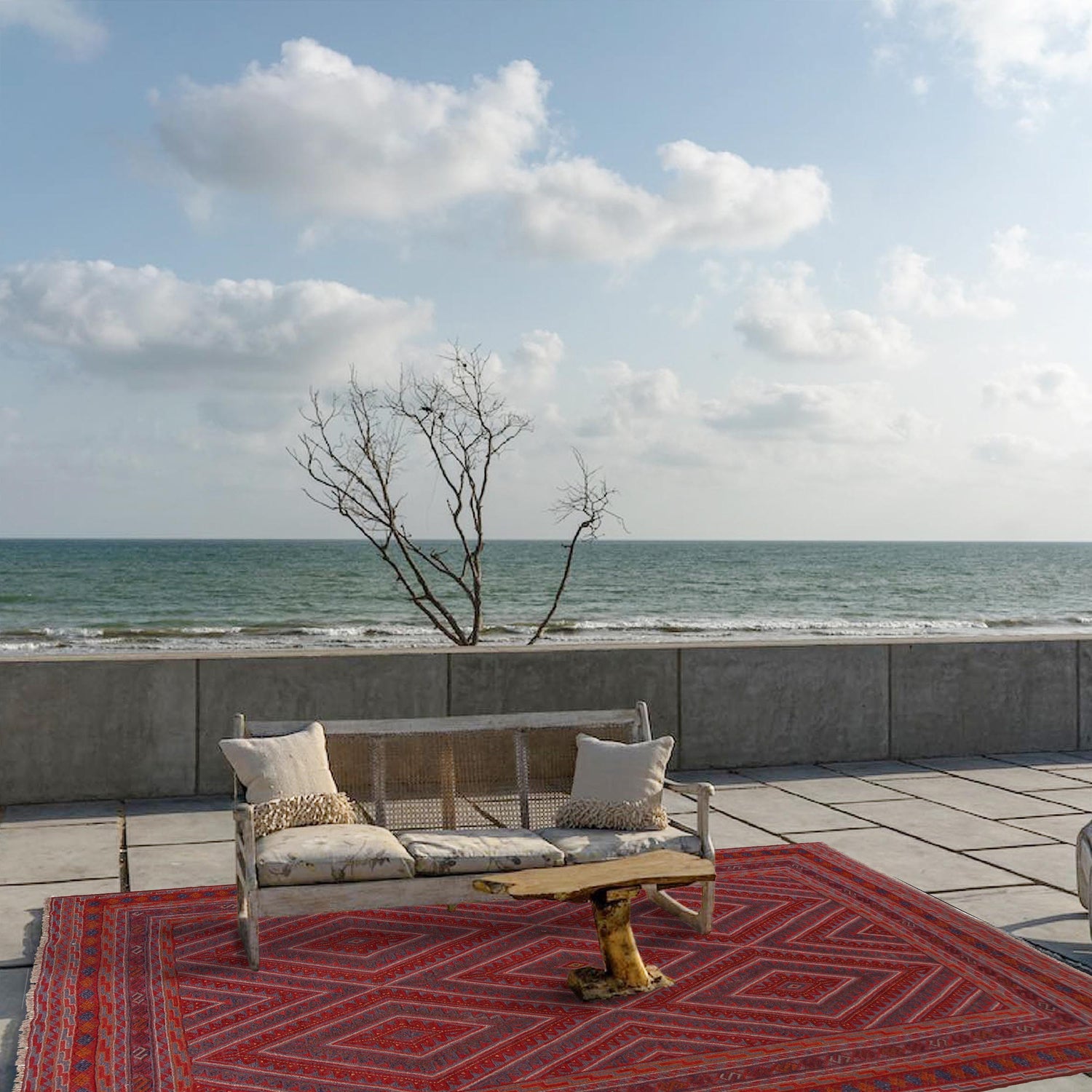 Mashwani Runner Rug Handmade Deep Red Geometric 6x9 ft