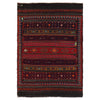 Laghari Kilim Area Rug Handmade Multi Geometric 4x7 ft