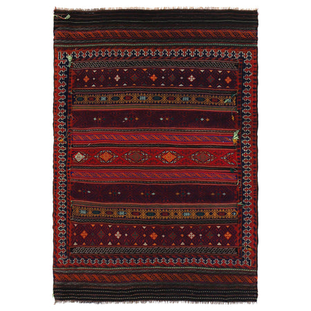 Laghari Kilim Area Rug Handmade Multi Geometric 4x7 ft