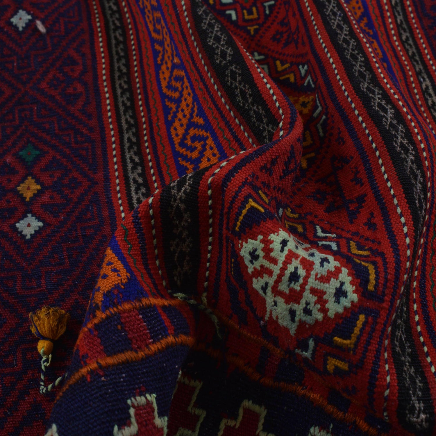 Laghari Kilim Area Rug Handmade Multi Geometric 4x7 ft