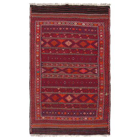 Laghari Kilim Area Rug Handmade Multi Geometric 4x7 ft