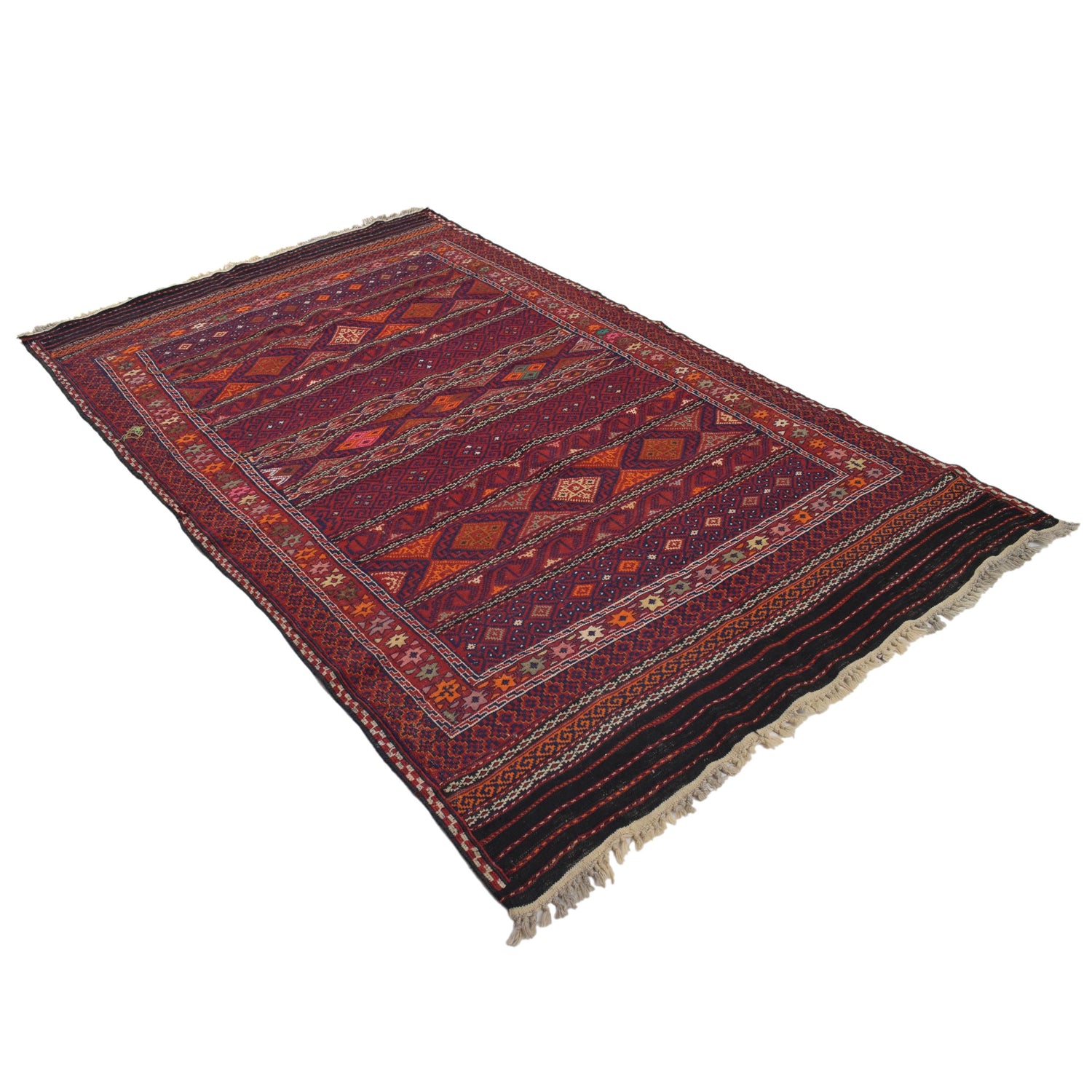 Laghari Kilim Area Rug Handmade Multi Geometric 4x7 ft