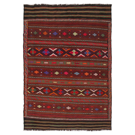 Laghari Kilim Area Rug Handmade Multi Geometric 4x7 ft