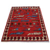 War Area Rug Handmade Red Helicopter + Tank 3x5 ft