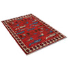War Area Rug Handmade Red Helicopter + Tank 3x5 ft
