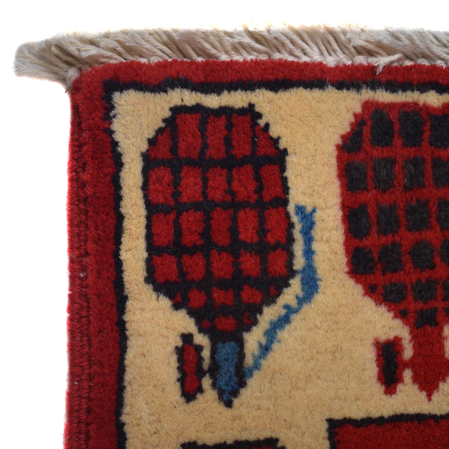 War Area Rug Handmade Red Helicopter + Tank 3x5 ft