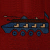 War Area Rug Handmade Red Helicopter + Tank 3x5 ft