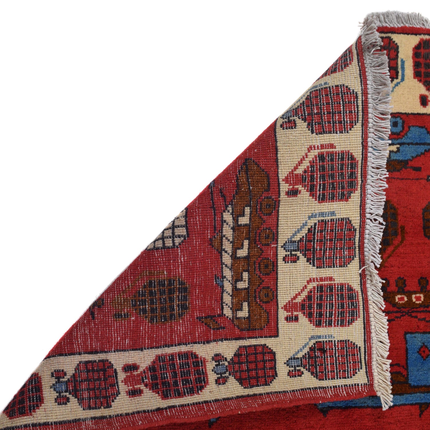 War Area Rug Handmade Red Helicopter + Tank 3x5 ft