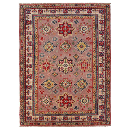 Kazak Rug Handmade Gray Medallion 4x6 ft
