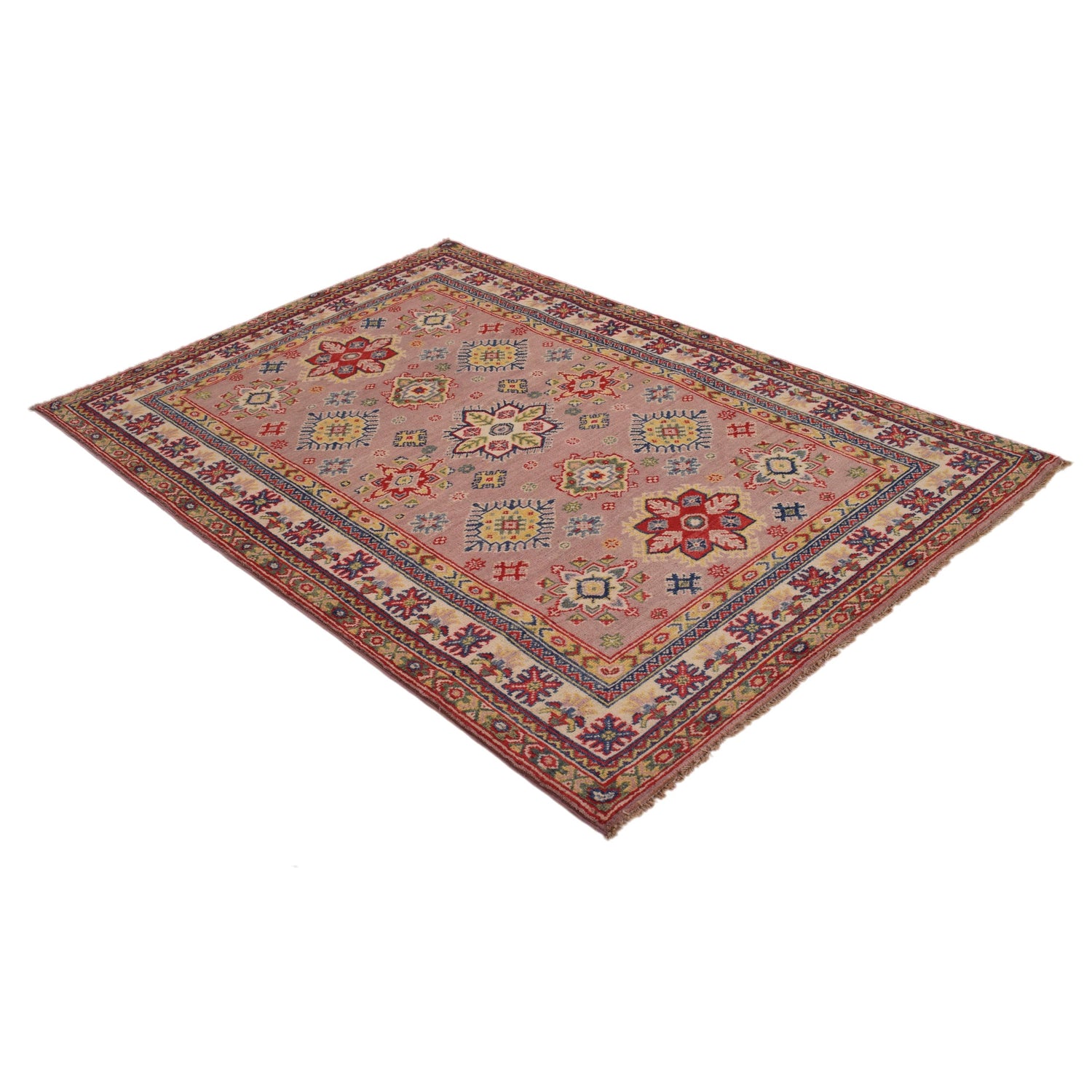 Kazak Rug Handmade Gray Medallion 4x6 ft