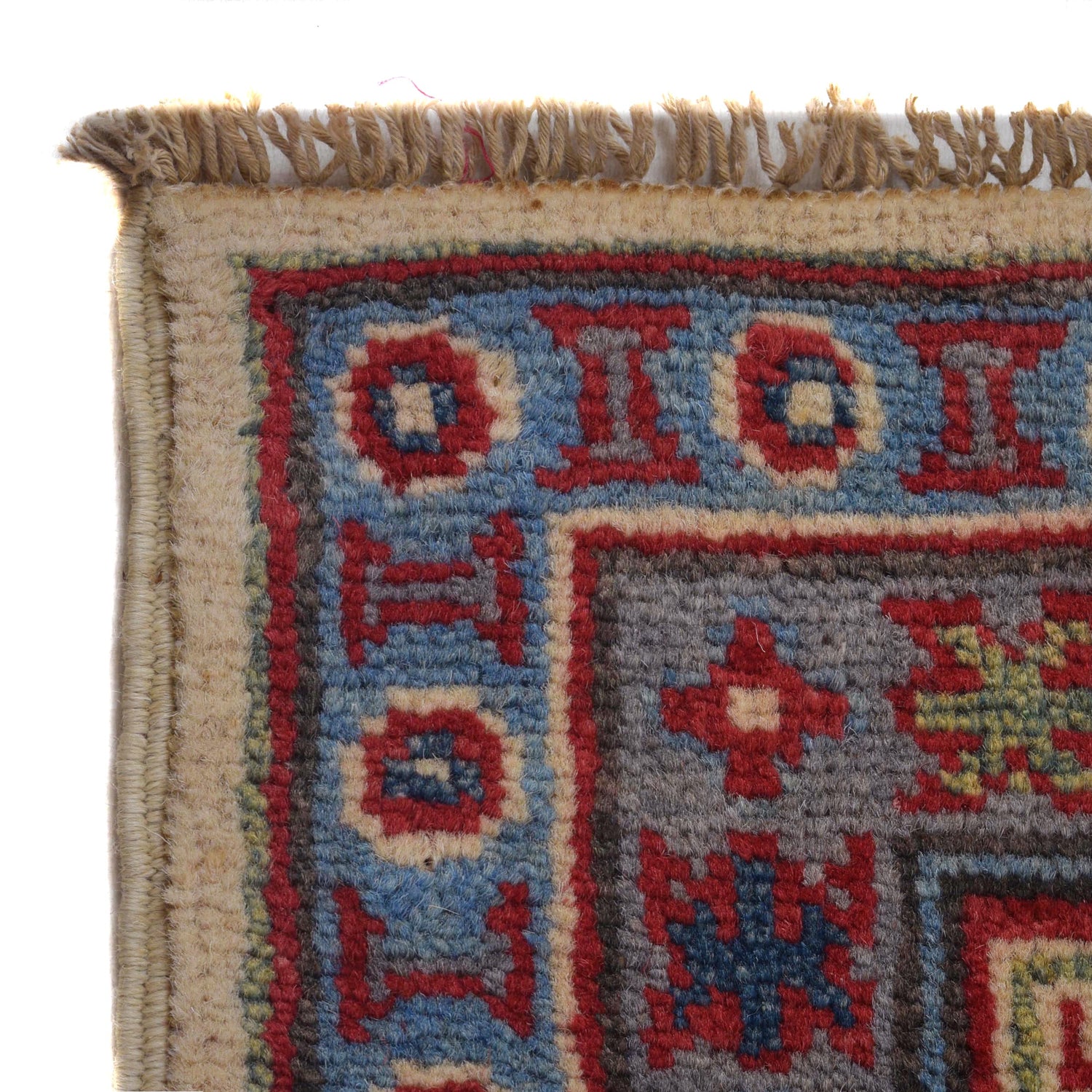 Kazak Rug Handmade Ivory Medallion 4x7 ft