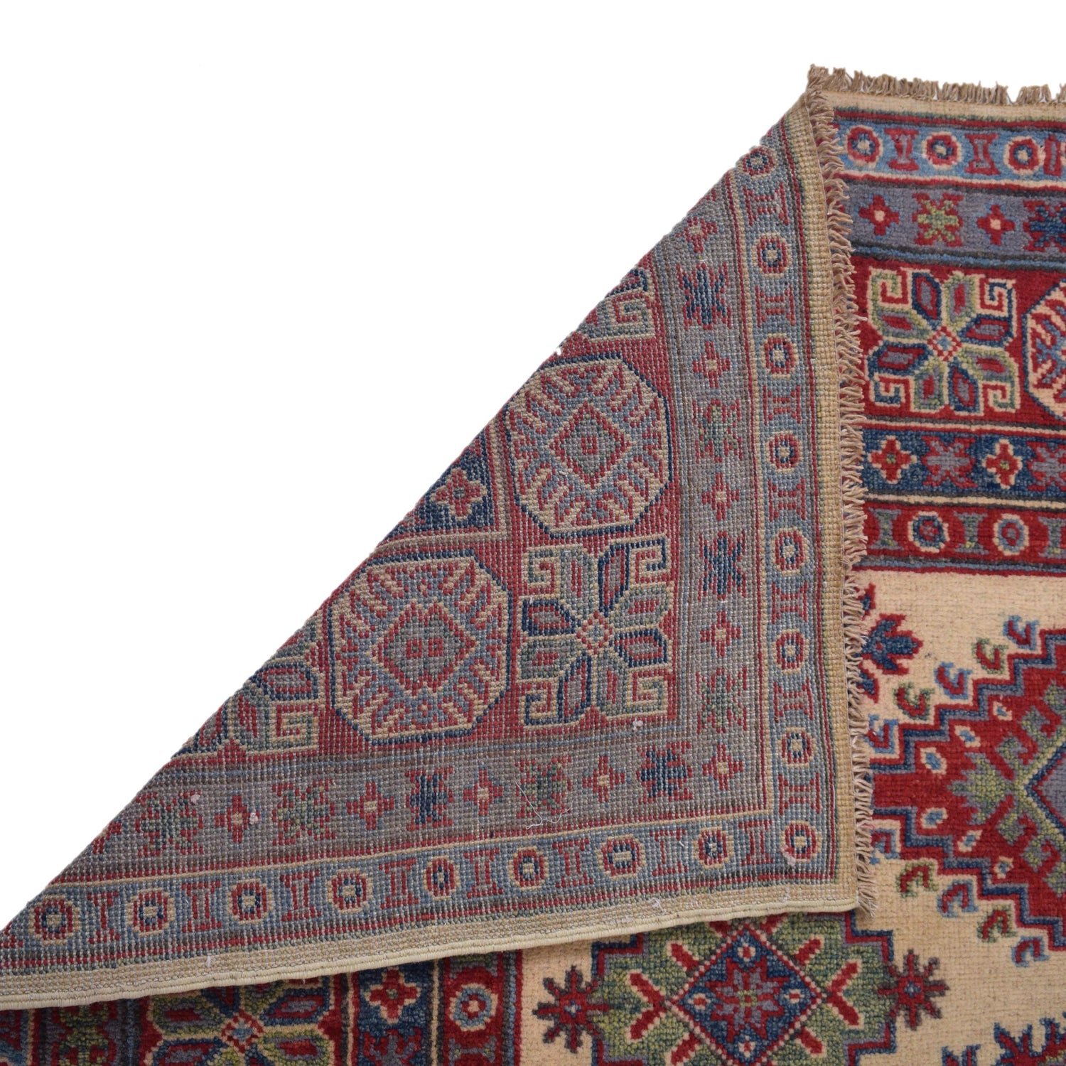 Kazak Rug Handmade Ivory Medallion 4x7 ft