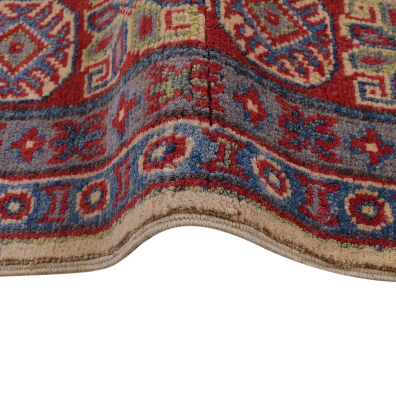 Kazak Rug Handmade Ivory Medallion 4x7 ft
