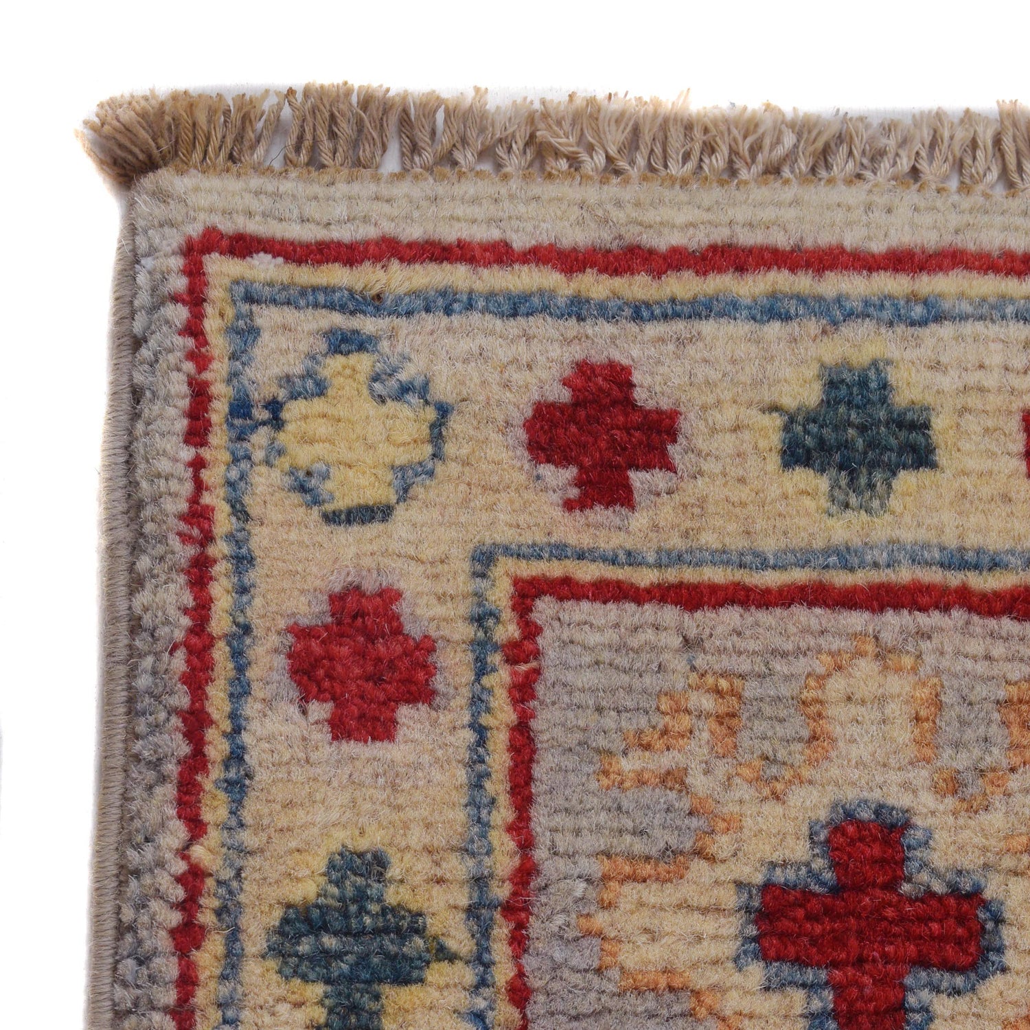 Kazak Rug Handmade Beige Medallion 4x6 ft