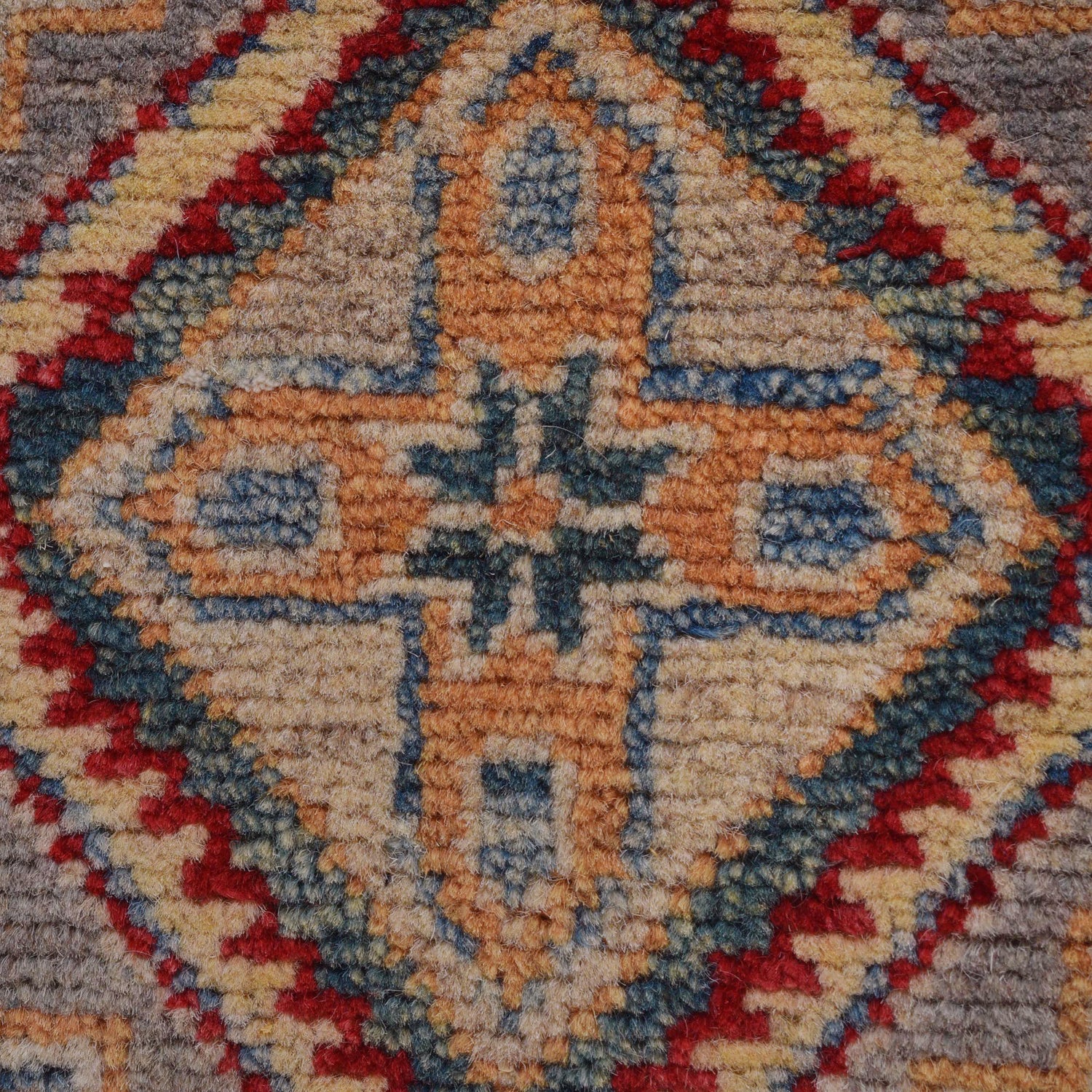 Kazak Rug Handmade Beige Medallion 4x6 ft