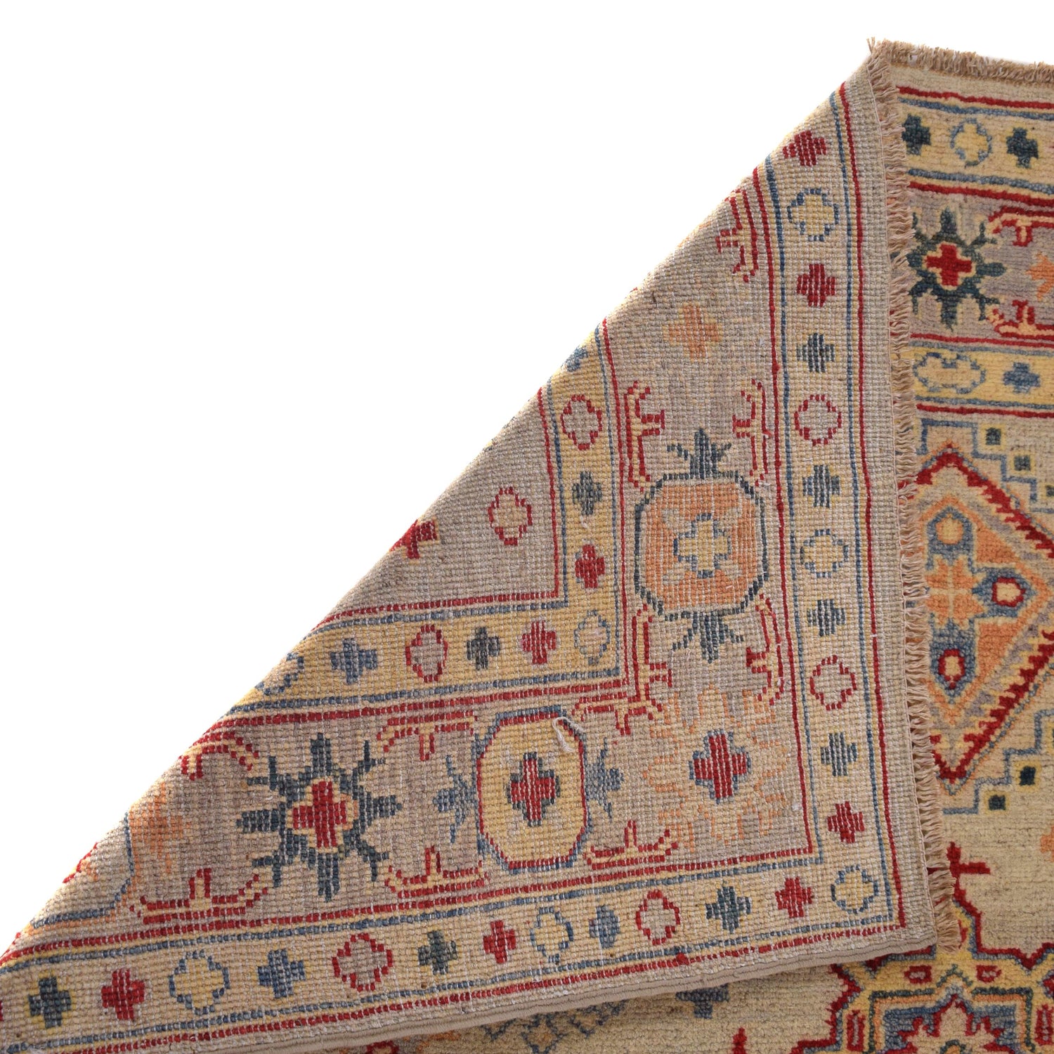 Kazak Rug Handmade Beige Medallion 4x6 ft