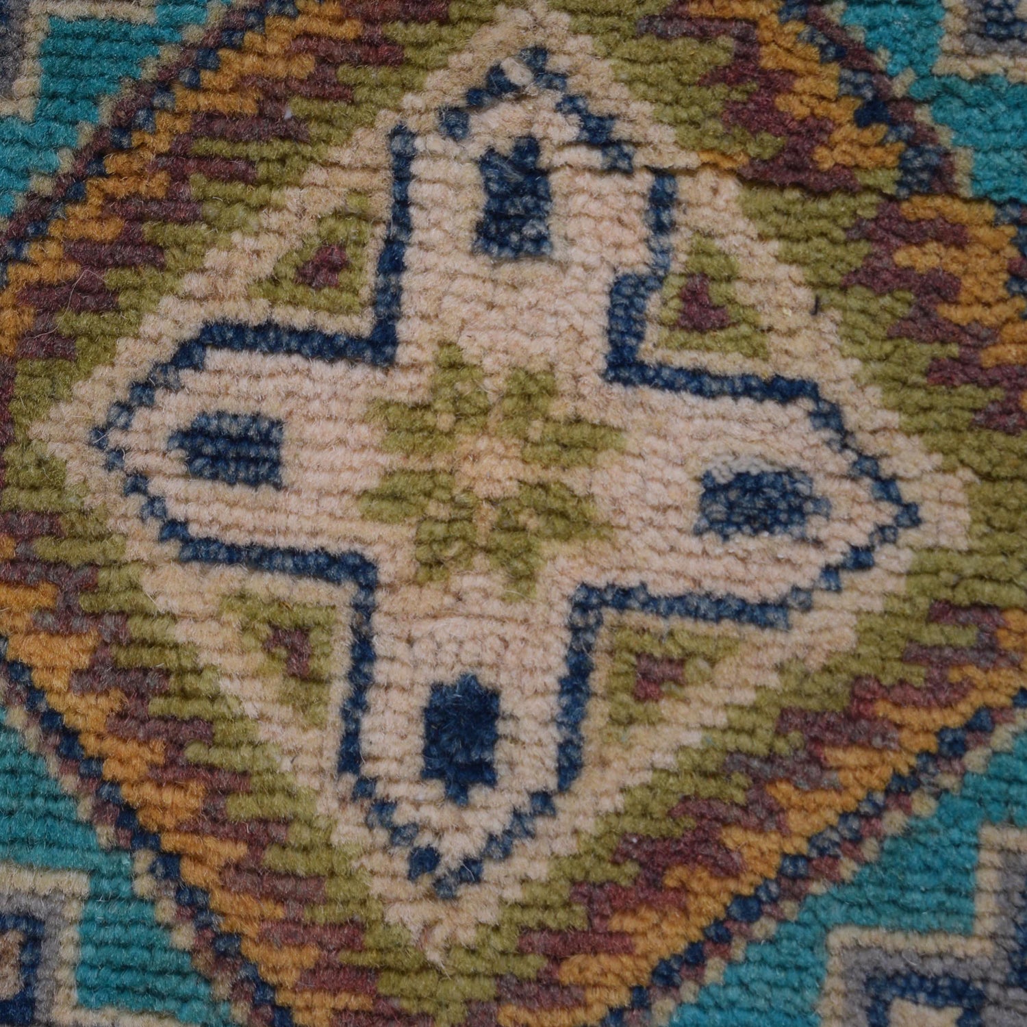 Kazak Rug Handmade Gray Medallion 4x6 ft