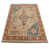 Oushak Area Rug Handmade Beige Floral 4x6 ft