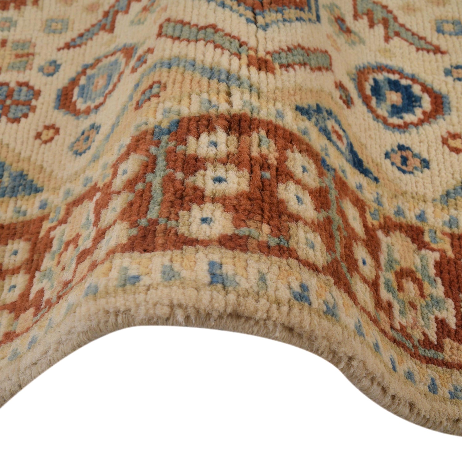 Oushak Area Rug Handmade Beige Floral 4x6 ft