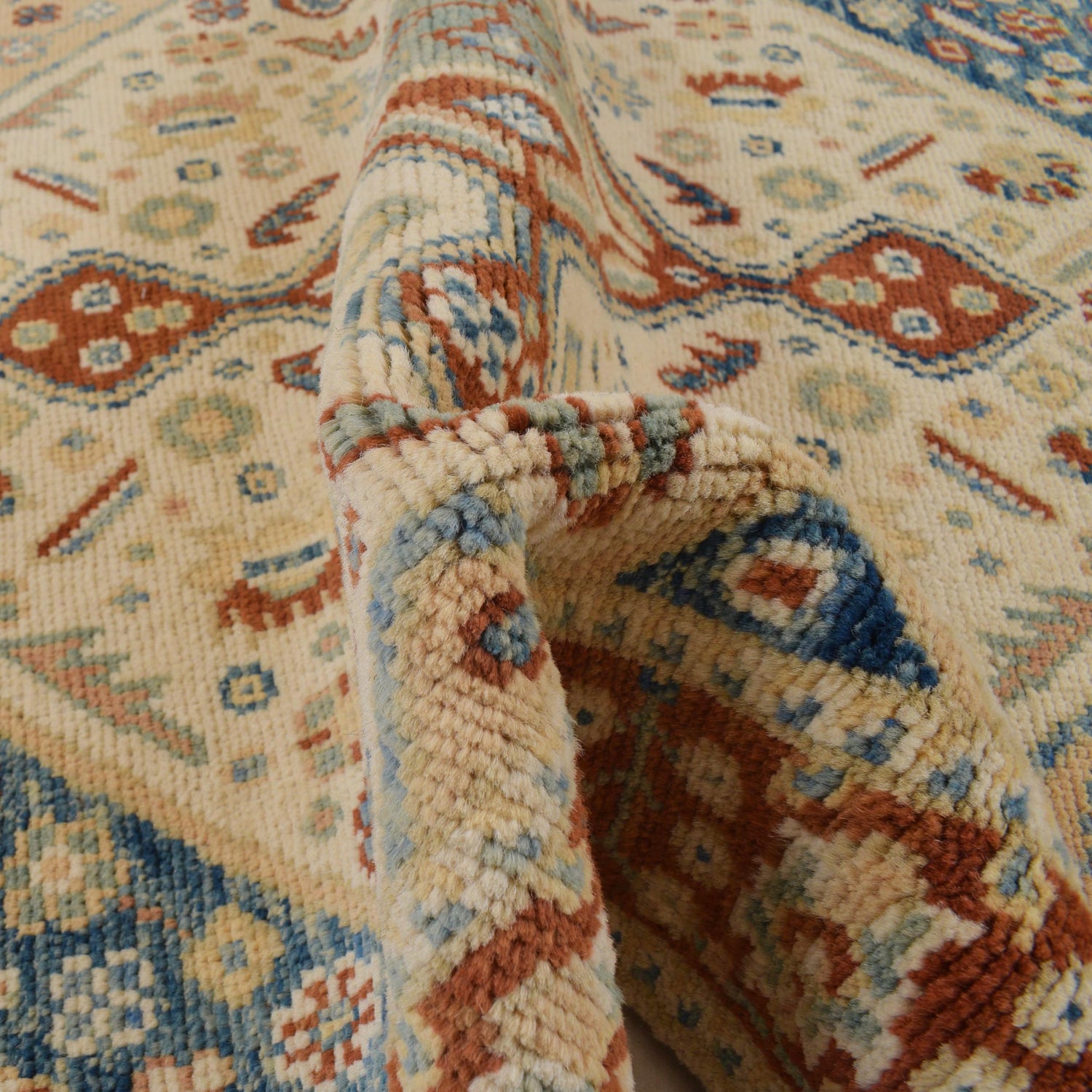 Oushak Area Rug Handmade Beige Floral 4x6 ft