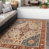Oushak Area Rug Handmade Beige Floral 4x6 ft