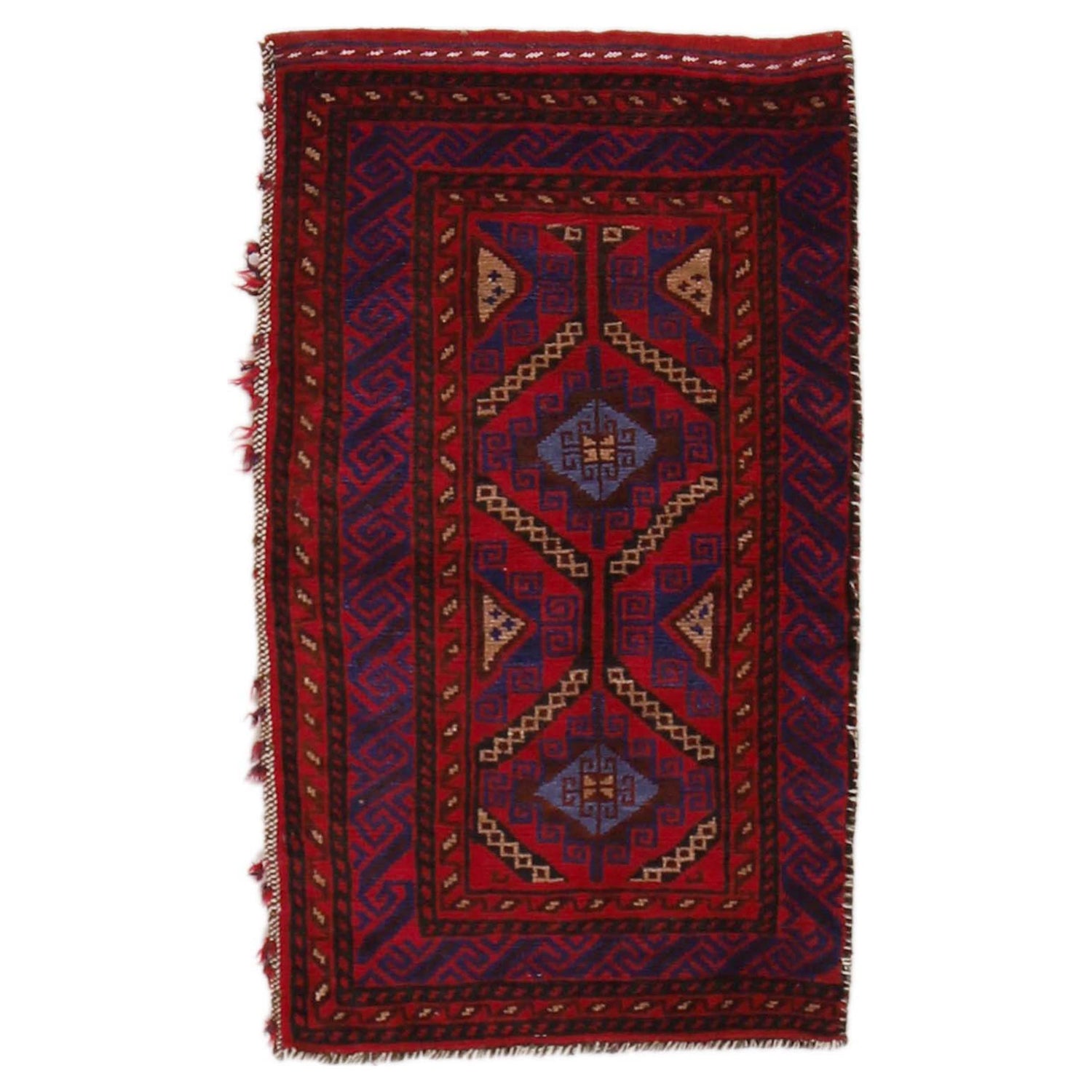 Balisht Area Rug Handmade Red Geometric 2x3 ft