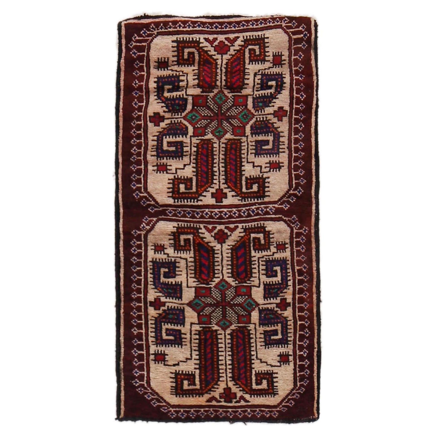 Balisht Area Rug Handmade Beige Geometric 2x3 ft