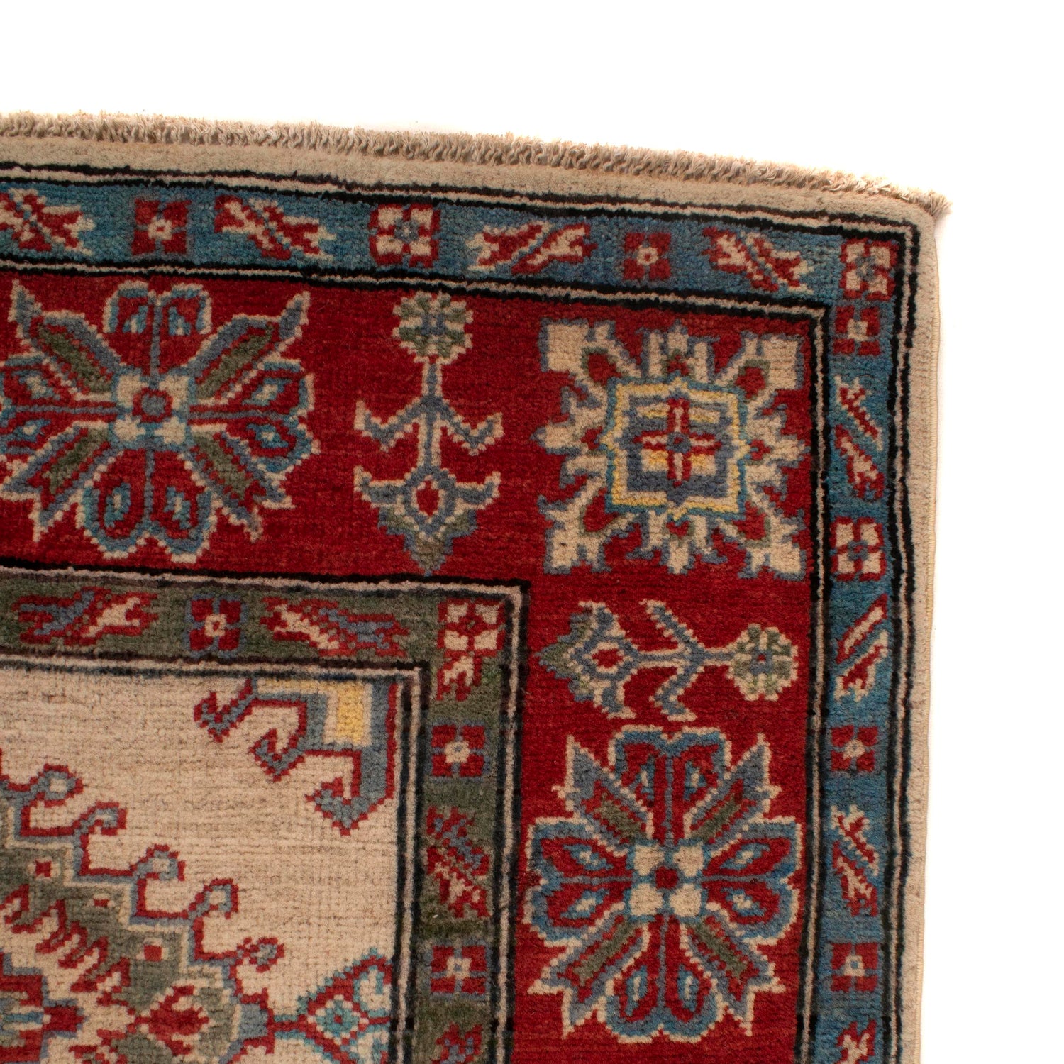 Kazak Rug Handmade Ivory Medallion 4x7 ft