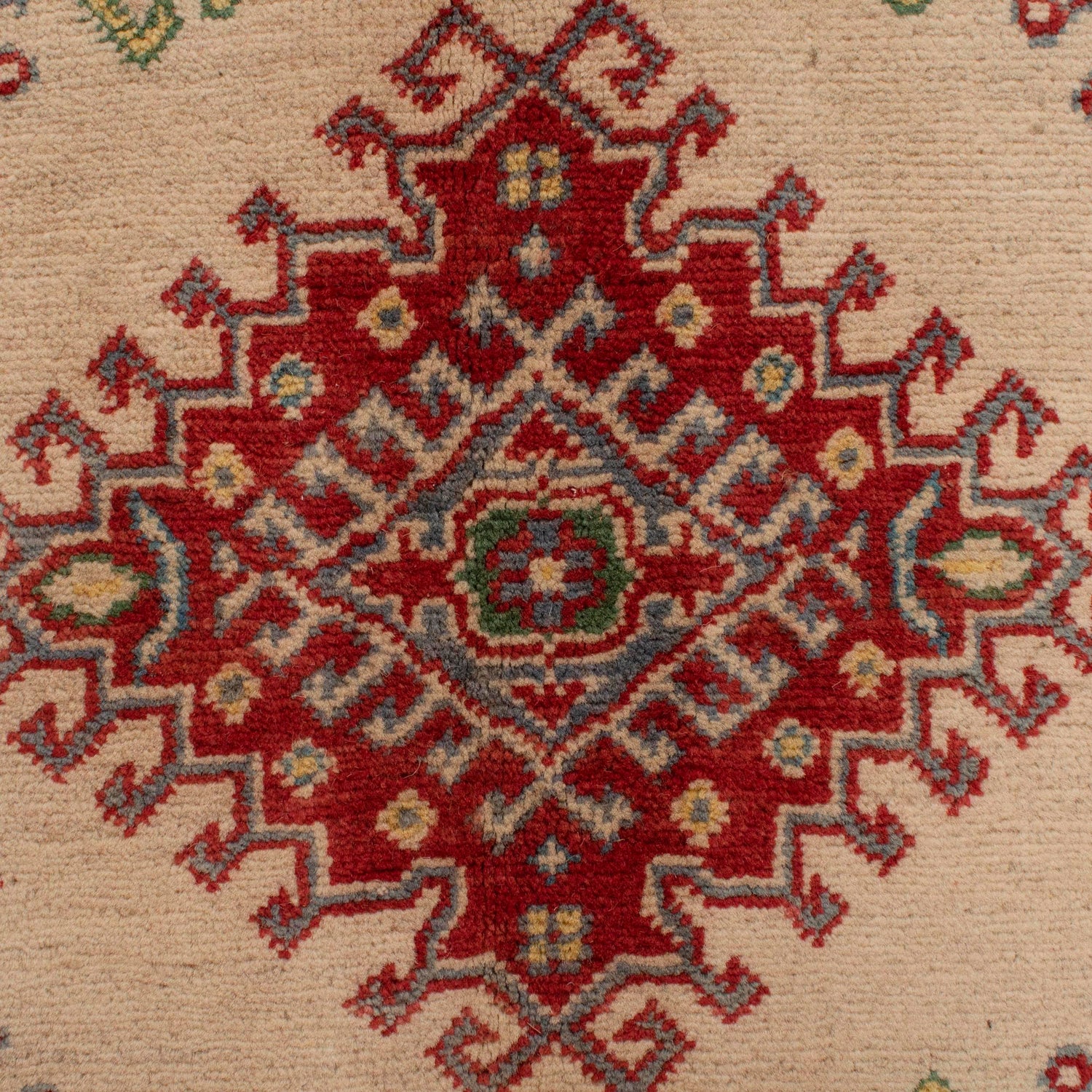 Kazak Rug Handmade Ivory Medallion 4x7 ft