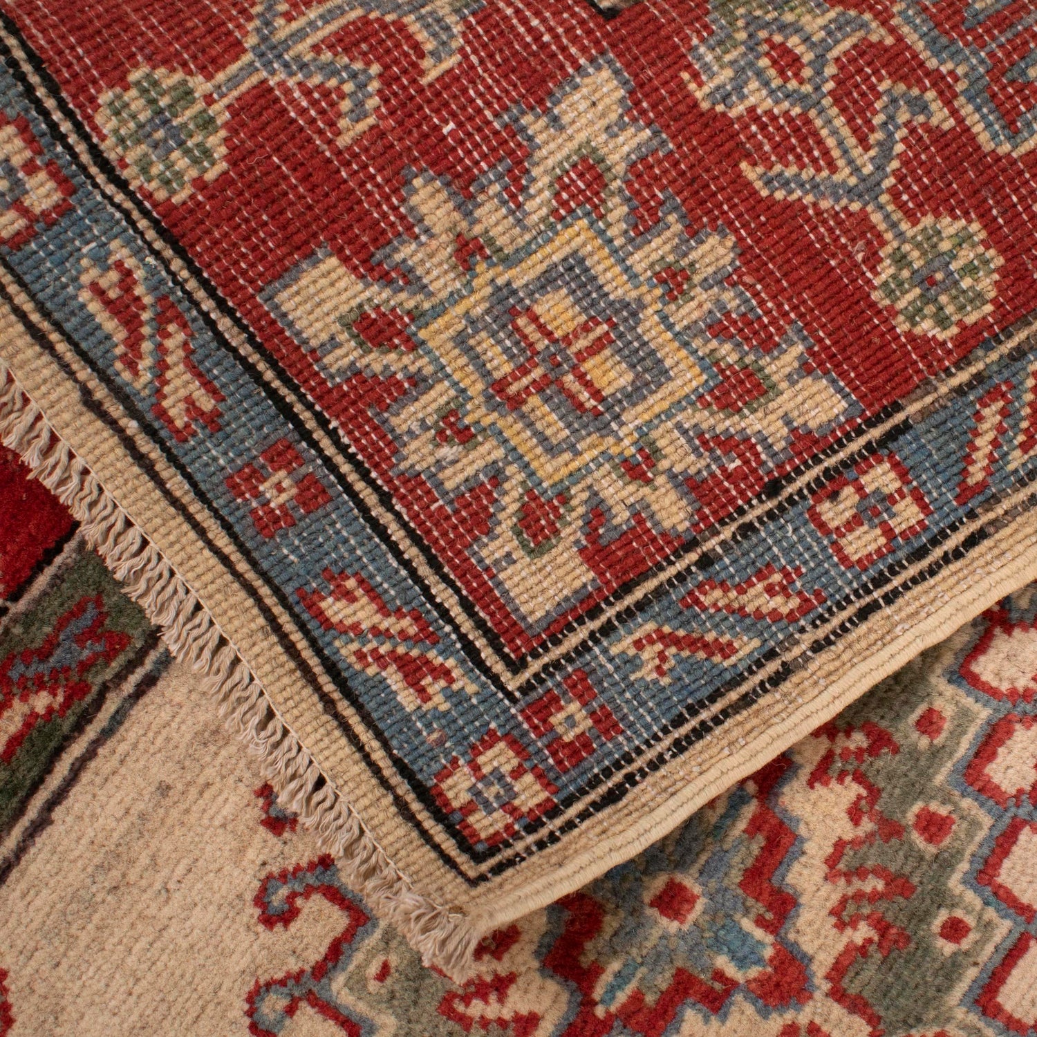 Kazak Rug Handmade Ivory Medallion 4x7 ft