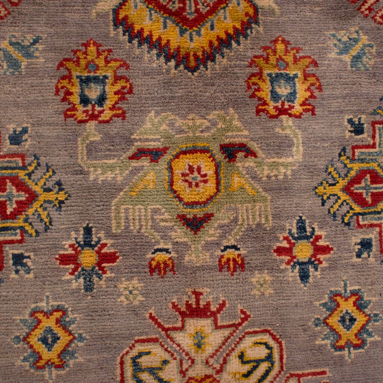Kazak Rug Handmade Gray Medallion 4x7 ft