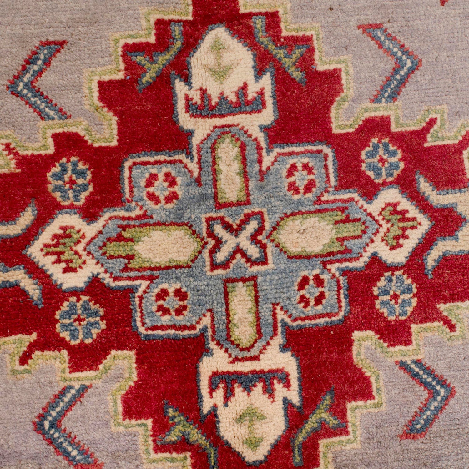 Kazak Rug Handmade Gray Medallion 4x7 ft
