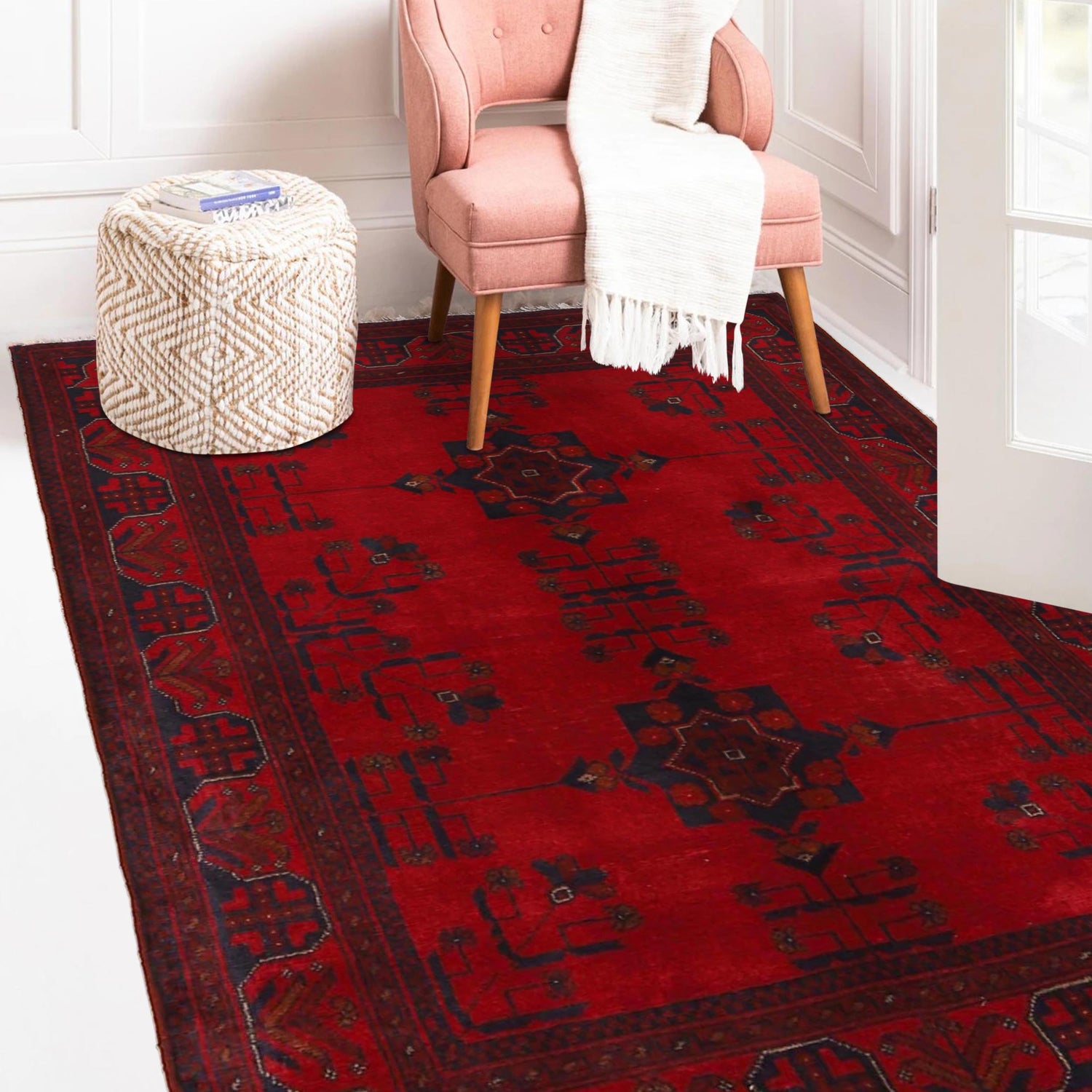 Khal Mohammadi Rug Handmade Red 3x5 ft
