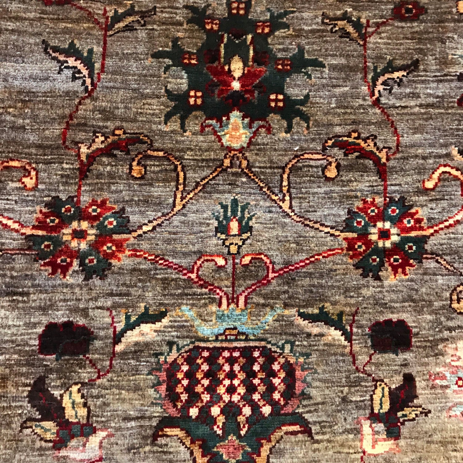 Sultani Area Rug Handmade Gray Floral 5x8 ft