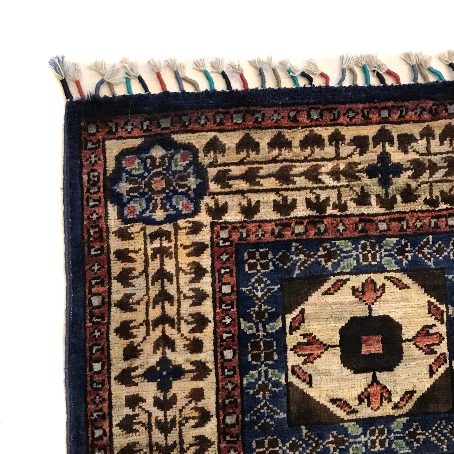Mamluk Area Rug Handmade Blue Medallion 3x5 ft