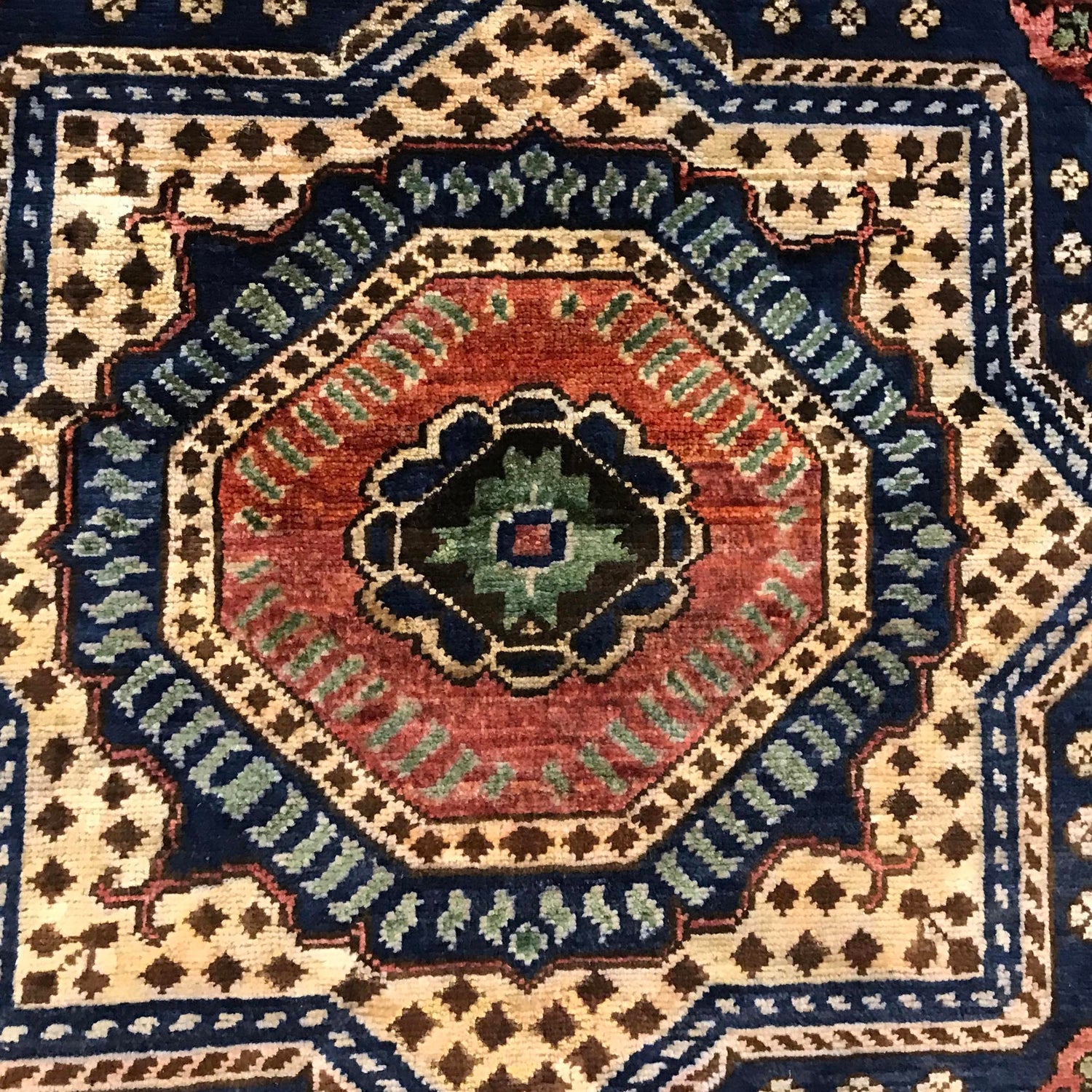 Mamluk Area Rug Handmade Blue Medallion 3x5 ft