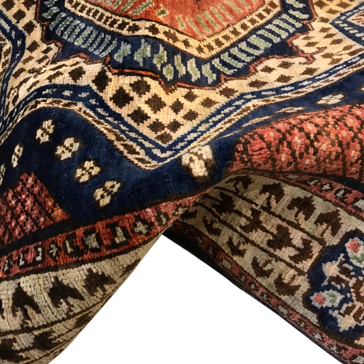 Mamluk Area Rug Handmade Blue Medallion 3x5 ft