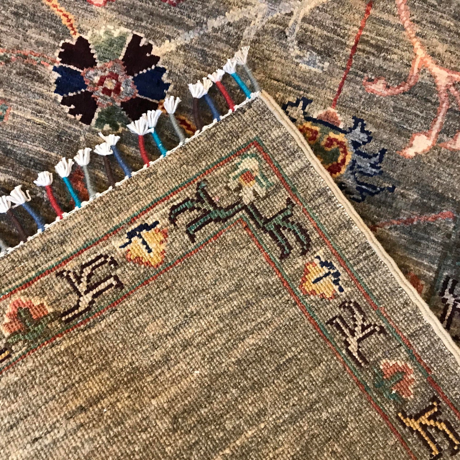 Sultani Area Rug Handmade Beige Floral 4x7 ft