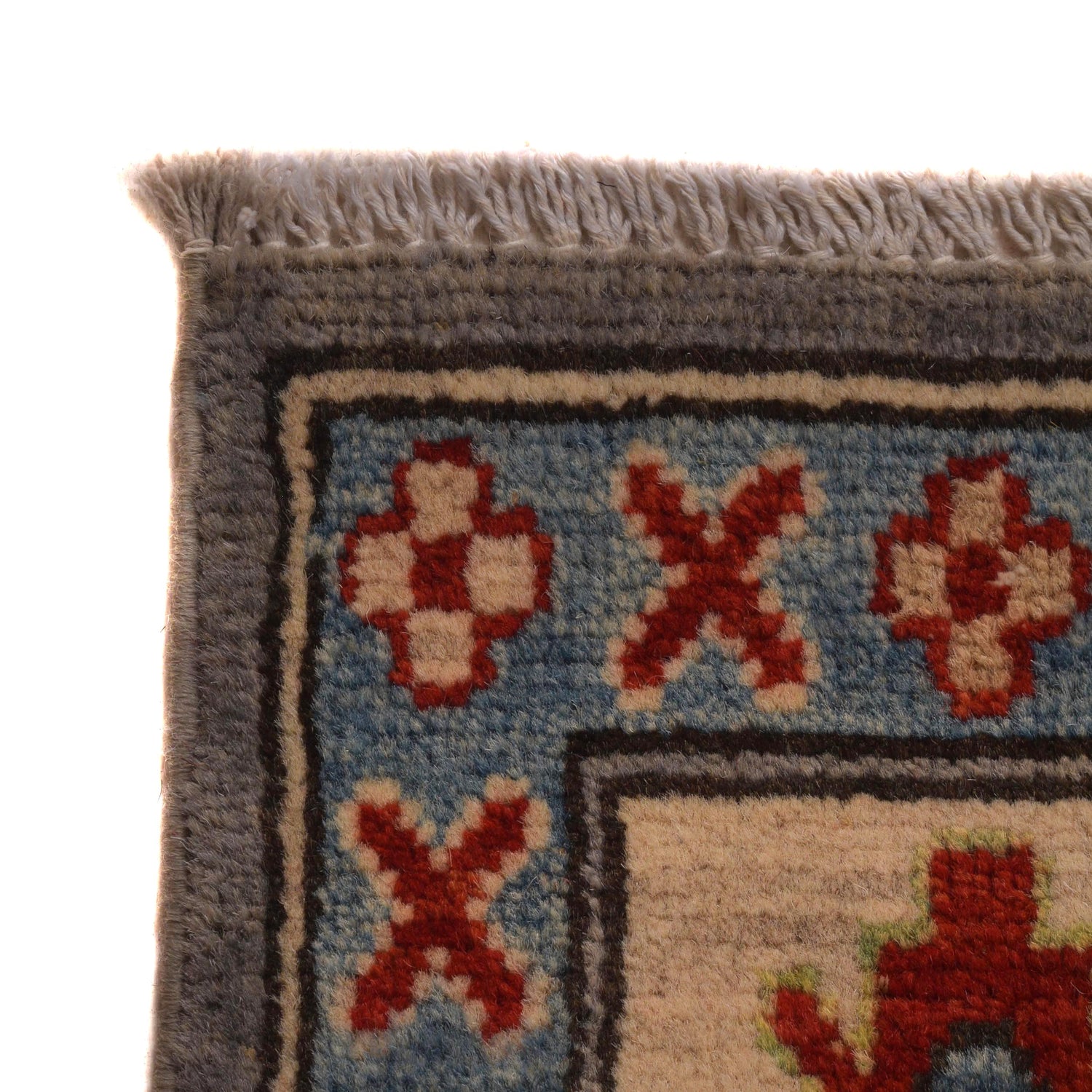 Kazak Rug Handmade Gray Medallion 4x7 ft