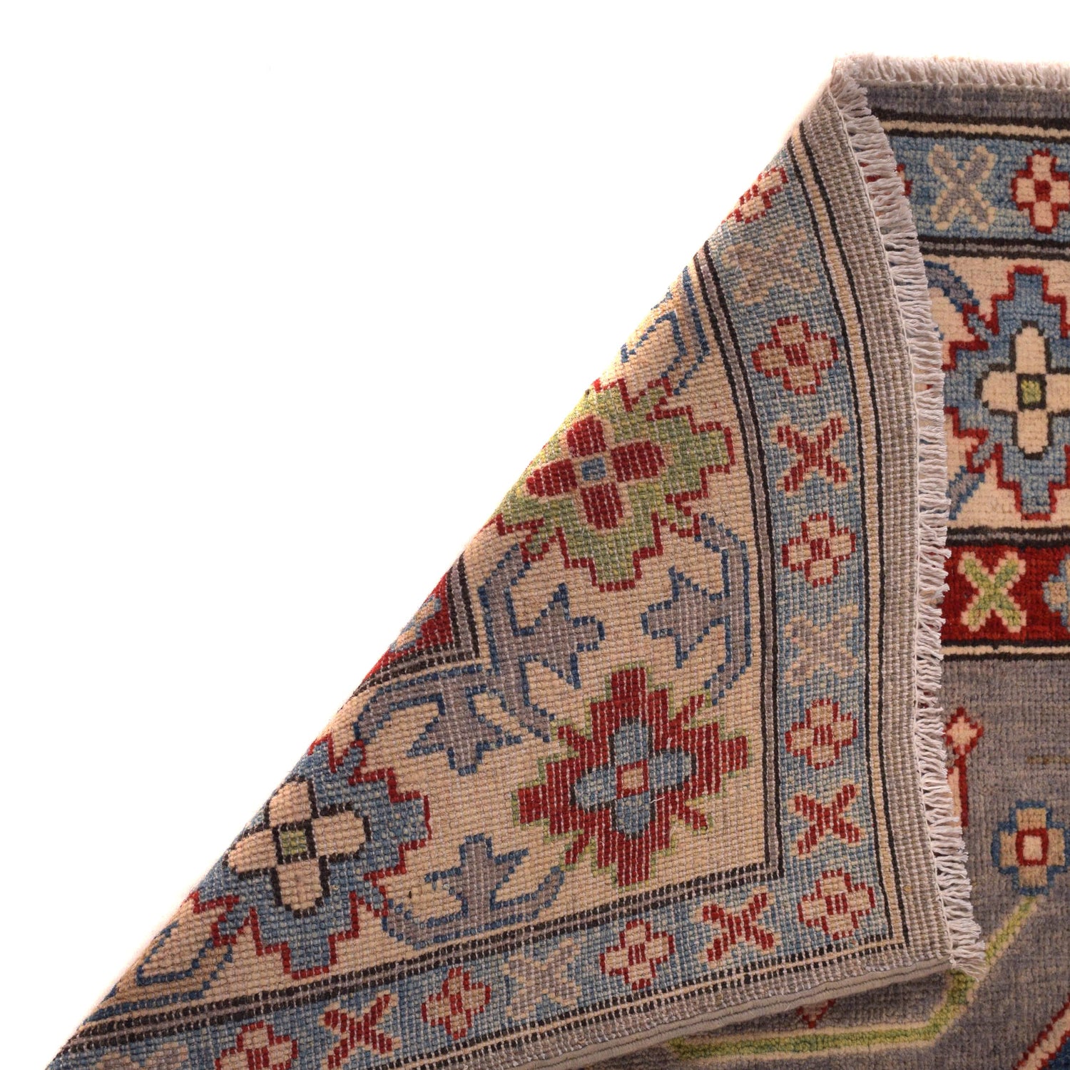 Kazak Rug Handmade Gray Medallion 4x7 ft