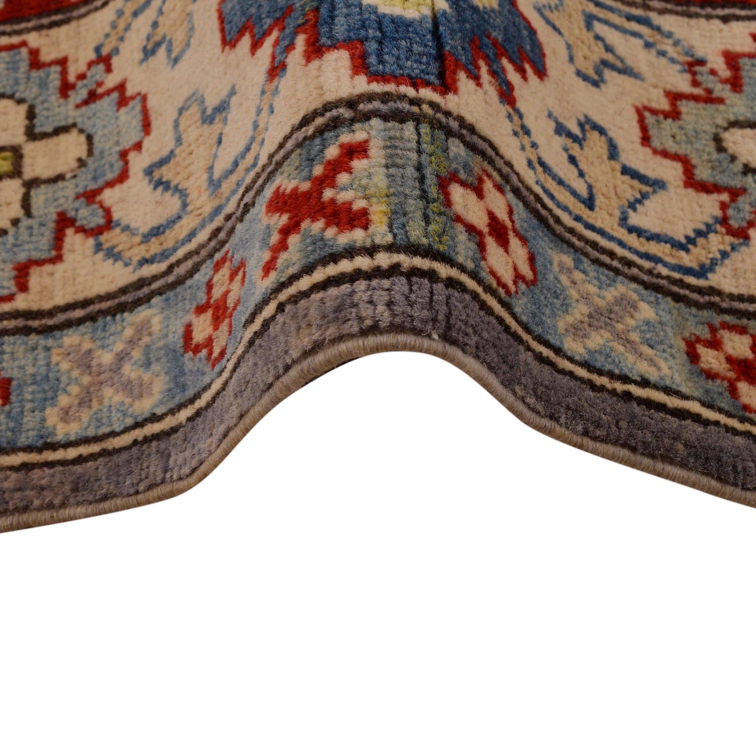 Kazak Rug Handmade Gray Medallion 4x7 ft