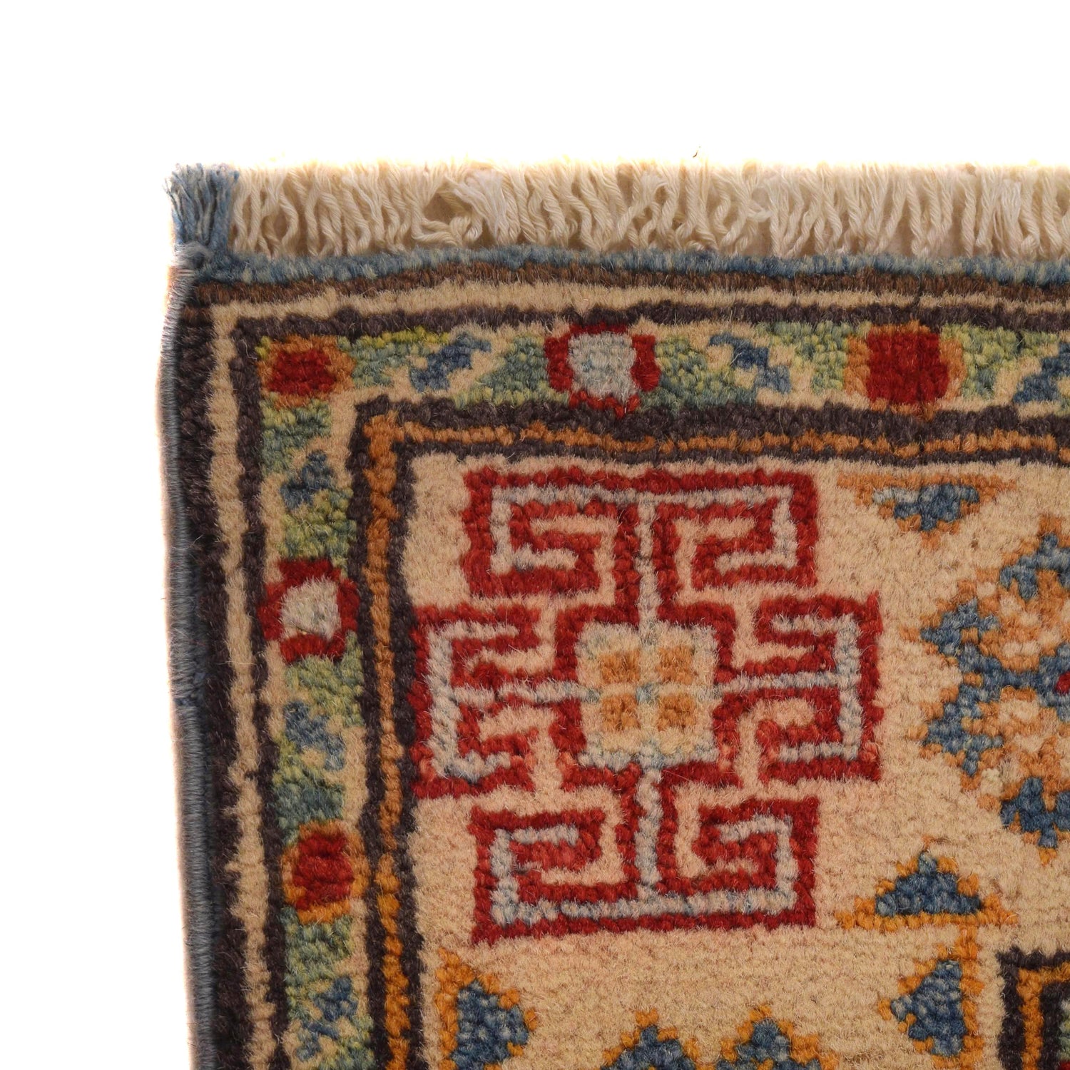 Kazak Rug Handmade Blue Medallion 2x4 ft