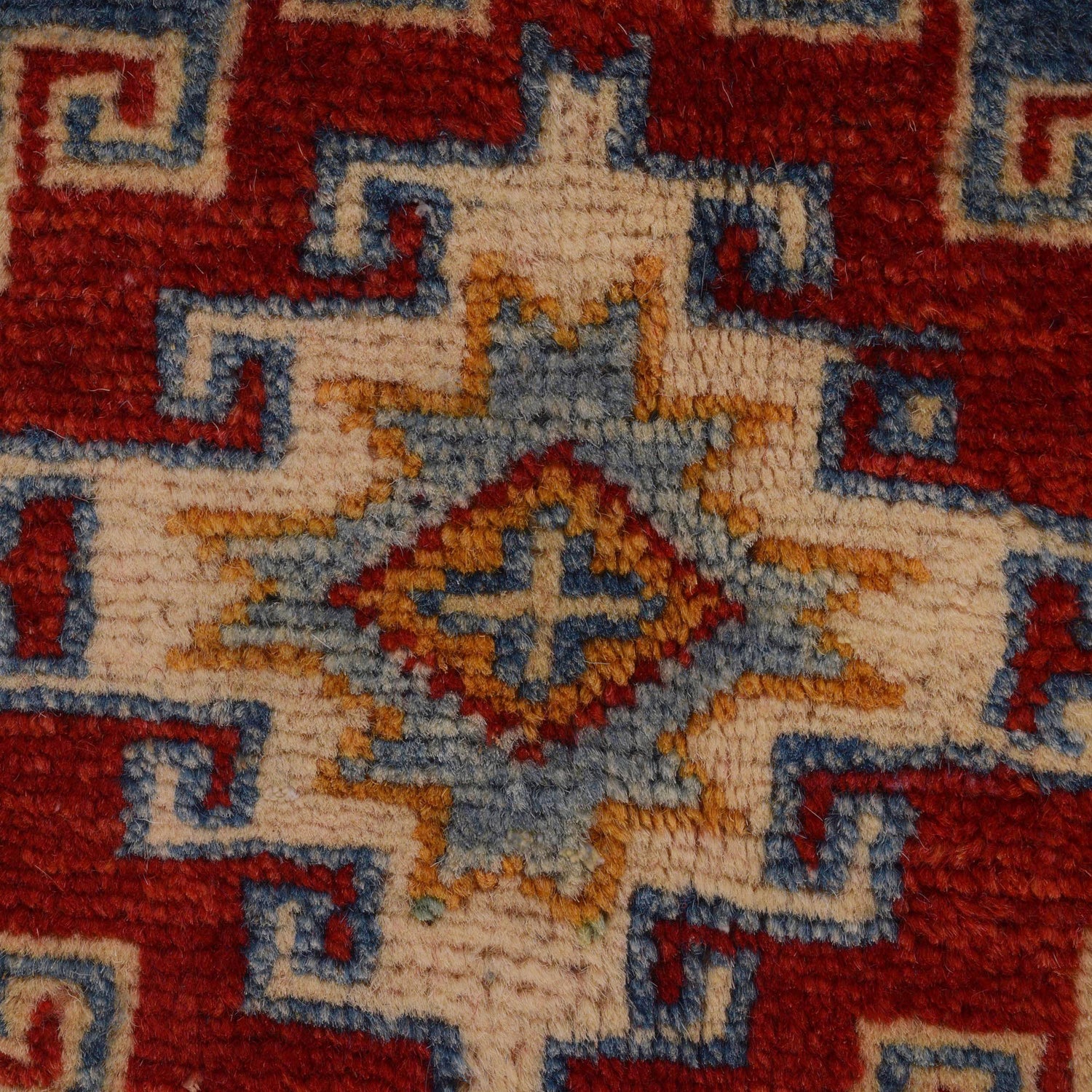 Kazak Rug Handmade Blue Medallion 2x4 ft
