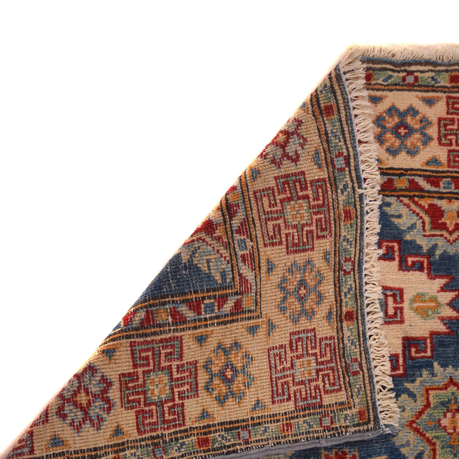 Kazak Rug Handmade Blue Medallion 2x4 ft