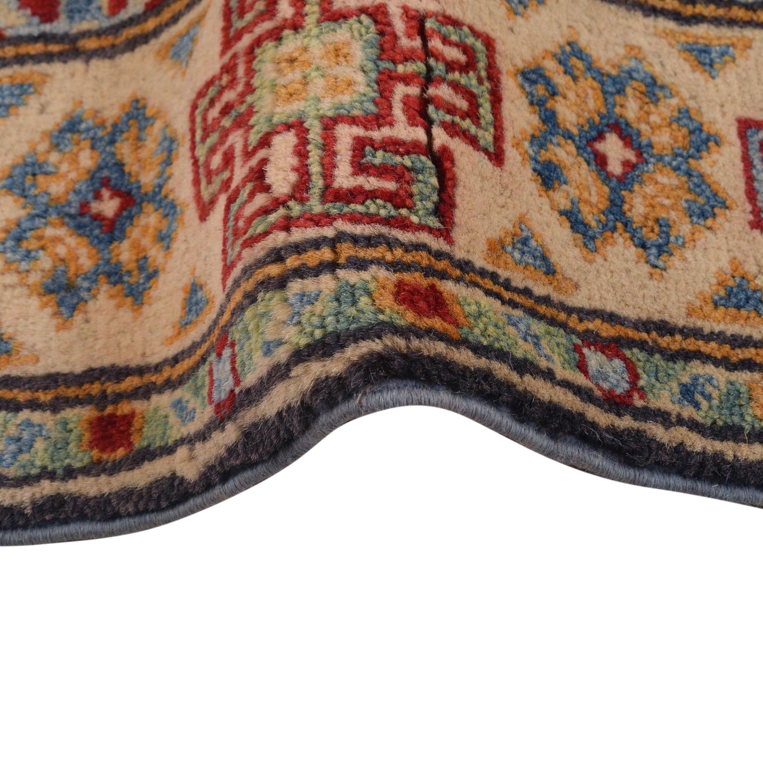 Kazak Rug Handmade Blue Medallion 2x4 ft