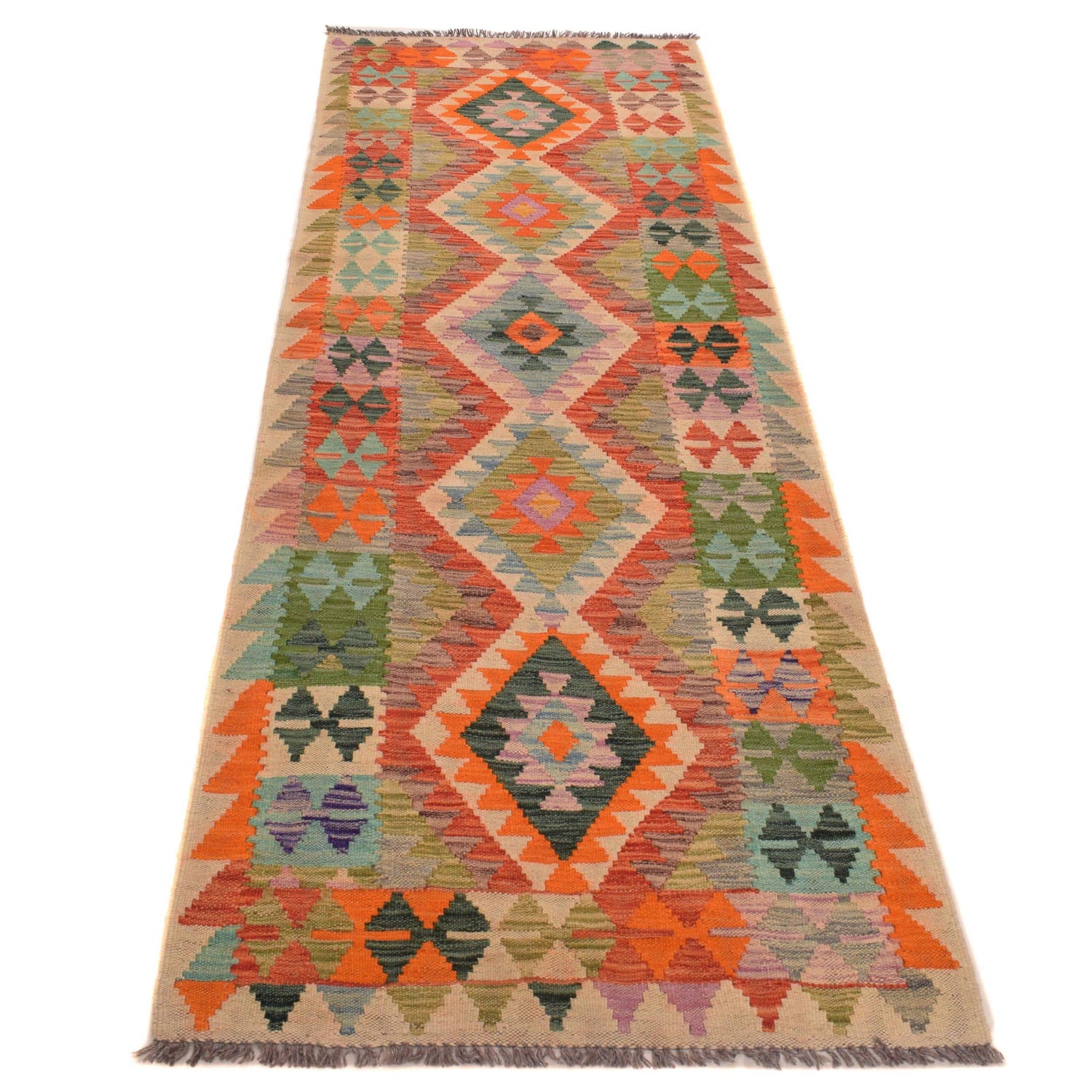 Handmade Multi Kilim Geometric 8' Runner