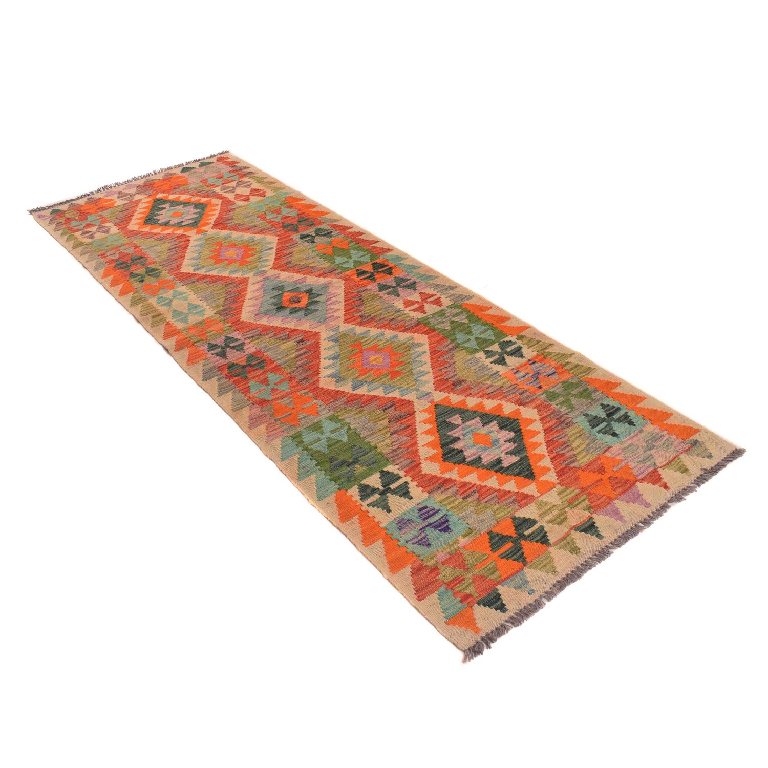 Handmade Multi Kilim Geometric 8' Runner
