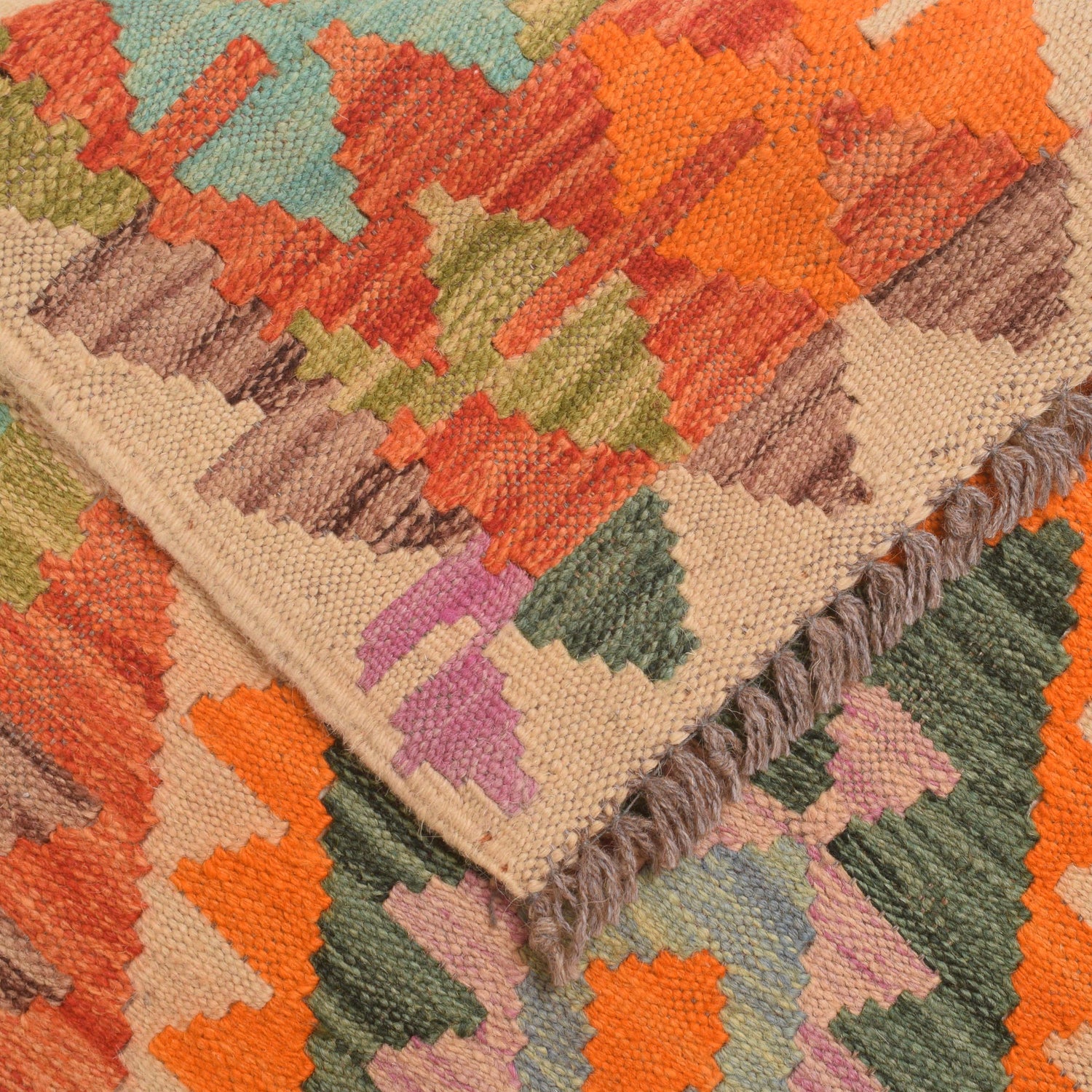Handmade Multi Kilim Geometric 8' Runner