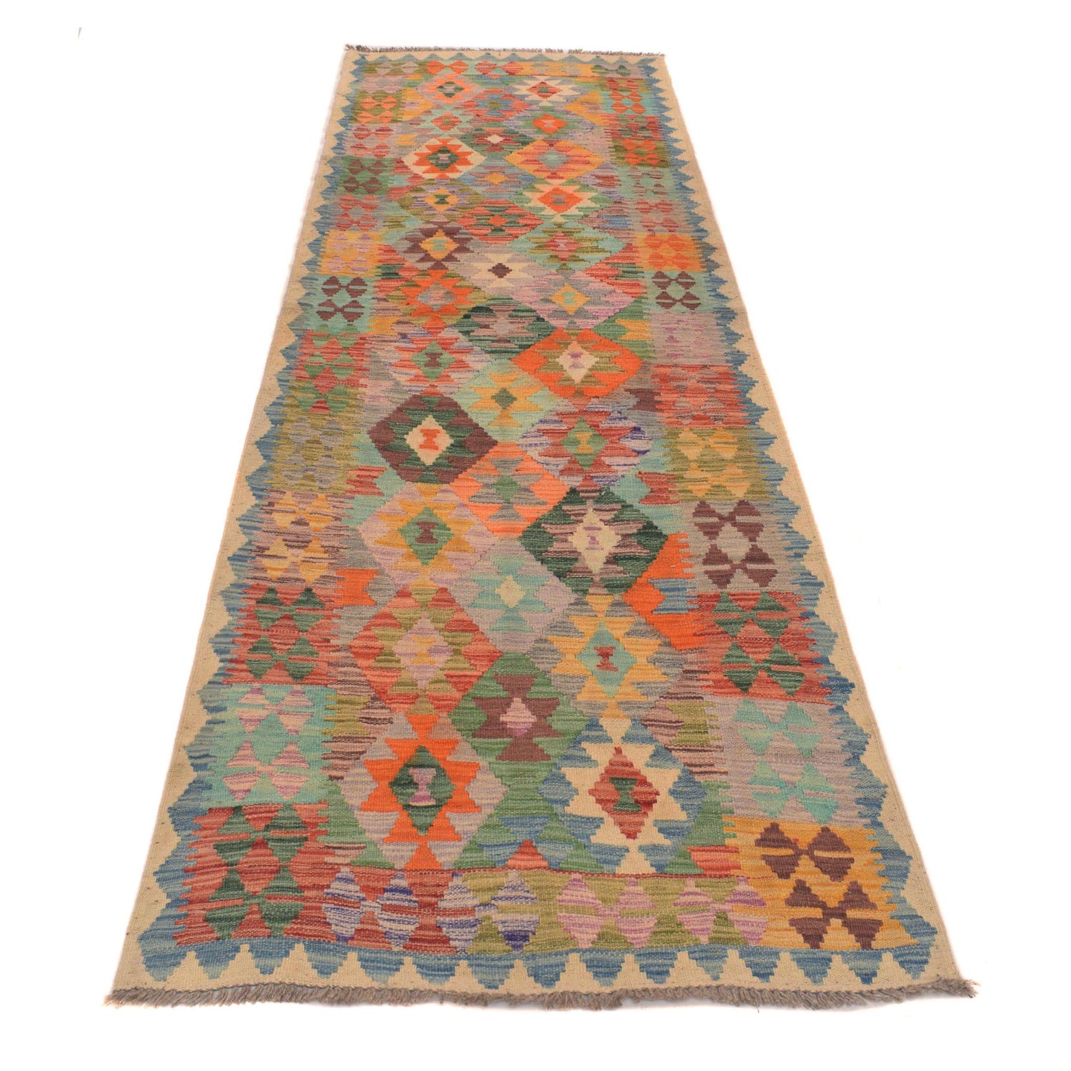 Handmade Multi Kilim Geometric 10' Runner